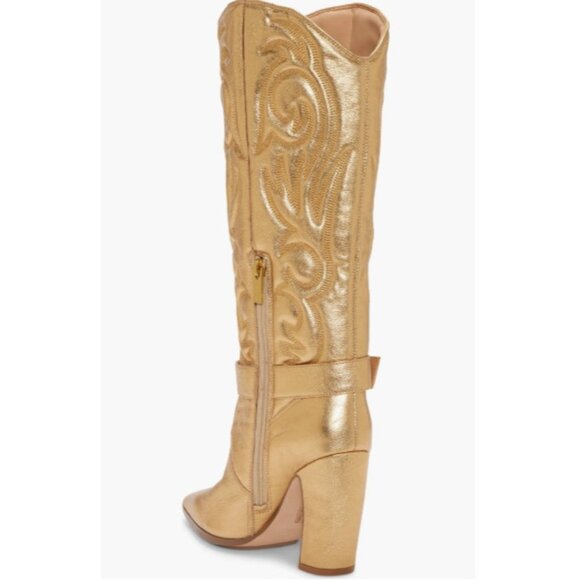 Vince Camuto Biancaa Western Cowboy Leather Tall Boots True Gold SZ 8 NEW - Picture 2 of 7